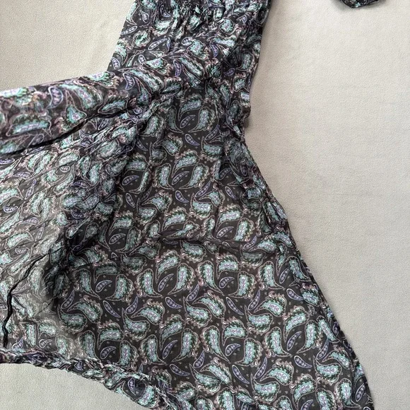 Victorias Secret Beach Dress Womens Medium Black Maxi Paisley Sheer Cover Up - Picture 11 of 16